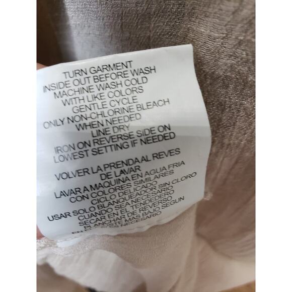 Jolt Top Blouse Women's XL Beige Floral Lace Overlay Rayon Long Sleeve V Neck - Picture 7 of 11